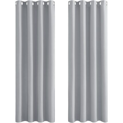 Draperii cu Inele Metalice, PONY DANCE, 140 x 250 cm, Opace, Blackout, pentru Intunecarea camerei, Protectie termica si lumina, perfect pentru ferestre si usi dormitor/ living, Set 2 bucati, Gri deschis