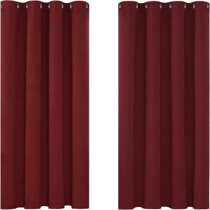 Set Draperii, Poliester, Izolare termica si fonica, 140 x 175 cm, Rosu Vin