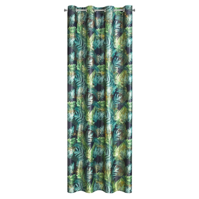ZaPerdea decorativa cu inele metalice, DAVOZ 140x250 cm, Eurofirany, Negru, Verde