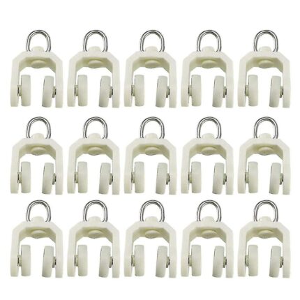 Set 50 rotite pentru sine de perdea, longziming, plastic, alb, 14mm diametru