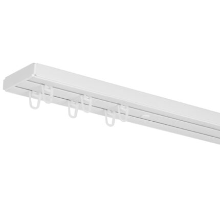 Sina tavan PVC, Rena, cu doua canale, cu inele, alba 250 cm