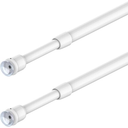 Set de doua bare pentru perdea, pentru baie, extensibile, cu ventuze, 10mm diametru, 80-150cm, alb