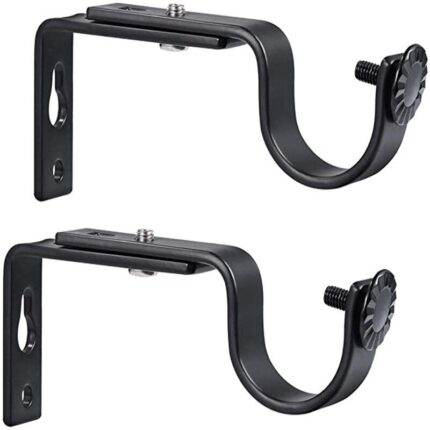 Set Suport bare de perdea, Fier, 10cm, Negru