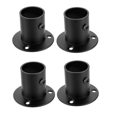 Set 4 suporturi pentri tija perdelelor, Inox, Negru