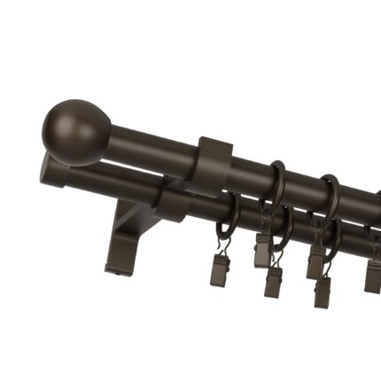 Galerie metalica, dubla, BILA, 19/19 mm, BOJANEK INDUSTRIAL, 160 cm, Maro mat