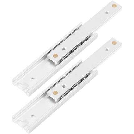 Glisiere pentru sertar cu rulment cu bile, Sina telescopica, Durabila, 110 mm, Aliaj de aluminiu, Alb