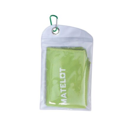 Prosop microfibra MATELOT cu husa inchidere ermetica, efect de racire instant, uscare rapida, ideal pentru sport, plaja, aerobic, fitness, yoga, activitati in aer liber, 30x80cm, verde