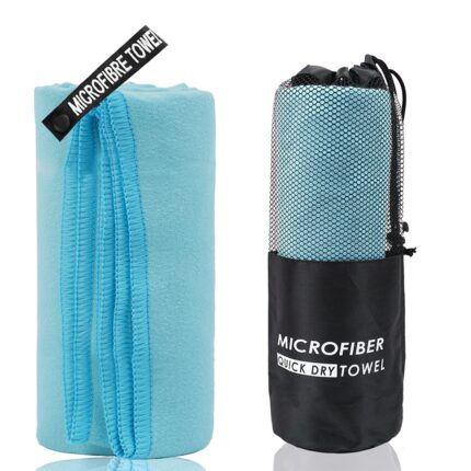 Prosoape sport, Zggzerg, Cu snur, Poliester/Nylon, Absorbant usor cu uscare rapida si usor absorbant, Pentru dans, yoga, alergare, ciclism, Perfect pentru pielea sensibila, 120 x 50 cm, Albastru
