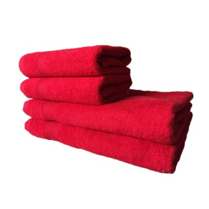 Set 4 prosoape Kotonia Home, 2 buc 50x90 cm, 2 buc 70x140 cm, 100% bumbac, 450 GSM, culoare rosu