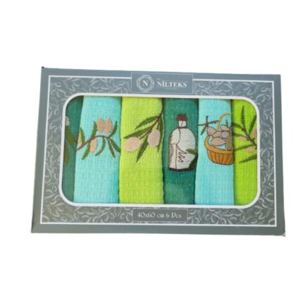 Set 6 prosoape bucatarie, 100 % bumbac, model Olives Masline, 40x60 cm