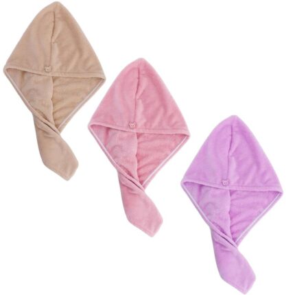 Set 3 Prosoape de Par Microfibra, Absorbtie Rapida, Multicolor, 25x60cm