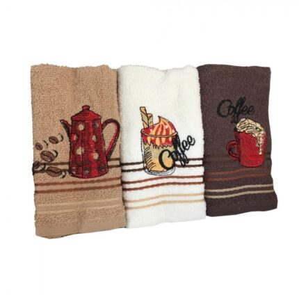 Set 3 prosoape bucatarie bumbac 100%, dimensiune 30x50cm, Coffe Brown