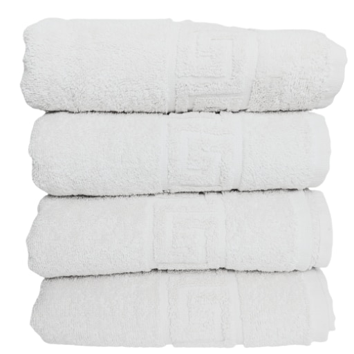 Set Prosoape Pufoase Hoteliere, 50cm x 90cm, 4 Piese, Model Greek, 100% Bumbac, Densitate 550g/mp, Alb