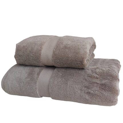 Set Prosoape Super Pufoase Premium 650g/mp, Cutie cu Vizor, 2 Piese, 100% Bumbac, Maro