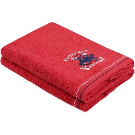 Set 2 prosoape Beverly Hills Polo Club, 100% bumbac, 480 gr/m², 50 x 90cm, rosu