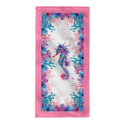Prosop de plaja Seahorse Aglika, 76x152 cm, multicolor