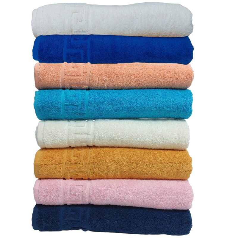 Set Prosoape Pufoase Hoteliere, 70cm x 140cm, 8 Piese, Model Greek,100% Bumbac, Densitate 550g/mp, Multicolor