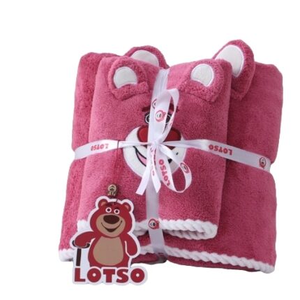 Set prosoape, ursulet capsuna, absorbtie rapida, material textil, 35x75cm|70x140cm