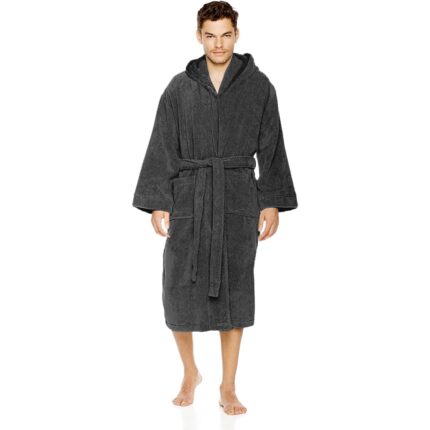 Halat de baie Quasar & Co.®, 550 g/mp, cu gluga, hotel quality, unisex, 100% bumbac, L/XL, gri
