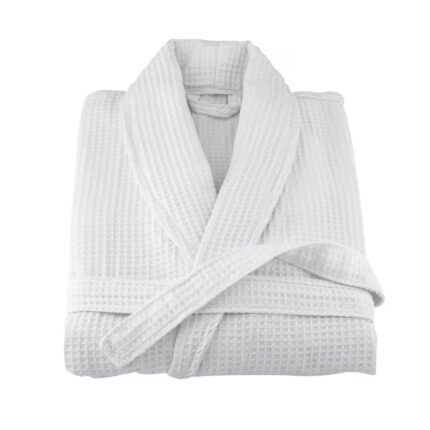 Halat alb, cu guler, model gofrat, bumbac 100%, unisex dimensiune XL