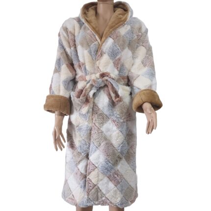 Halat Baie/Casa Super Pufos, Premium Lux Line, Bumbac, Gluga, Buzunare, Cordon, Bej, M