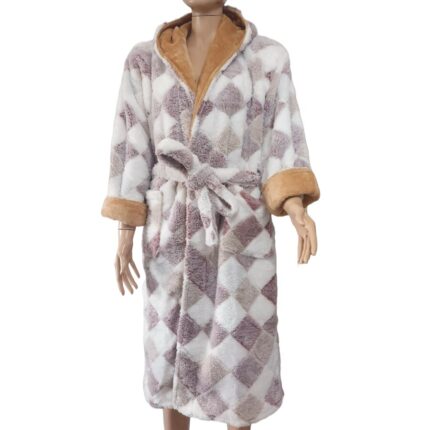 Halat Baie/Casa Super Pufos, Premium Lux Line, Bumbac, Gluga, Buzunare, Cordon, Gri, M