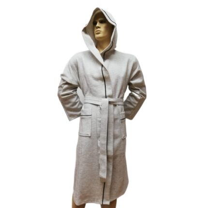 Halat cu gluga unisex de casa/baie, marime XXL, Class Home Collection, Fabio Gri