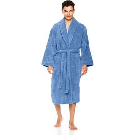 Halat de baie Quasar & Co.®, 550 g/mp, hotel quality, unisex, 100% bumbac, L/XL, albastru