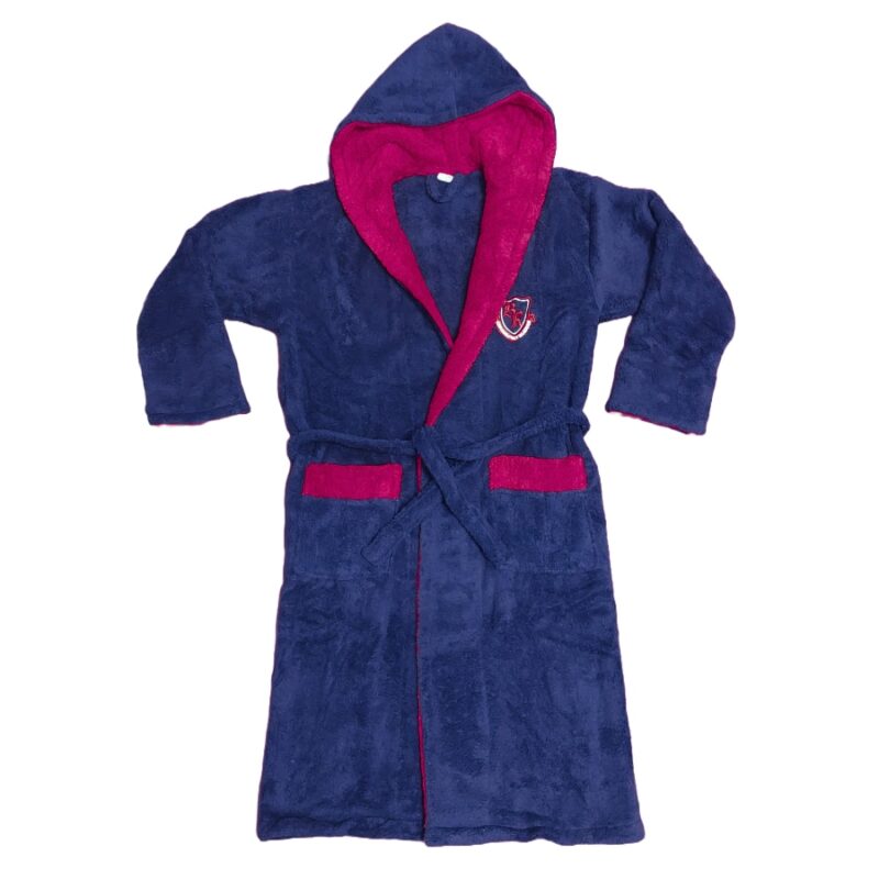 Halat Baie Pufos Barbat, Bumbac, Gluga, Buzunare, Cordon, Bleumarin/Visiniu, XL