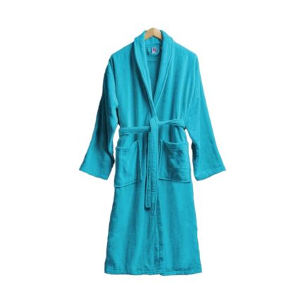 Halat de baie si SPA Hotel cu guler Kimono Velur 100% Bumbac, unisex, 420 gr./mp, Turcoaz XXL