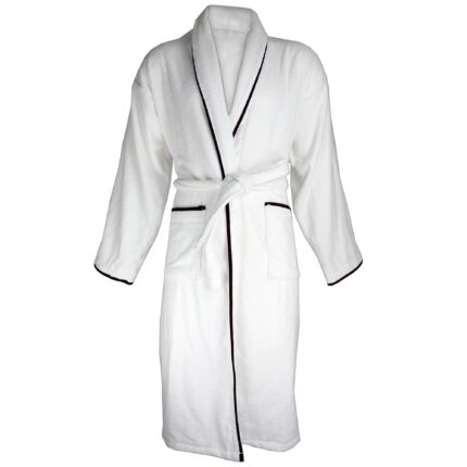 Halat baie Lux Collection, 2XL/3XL, Alb/Taupe, 100% bumbac