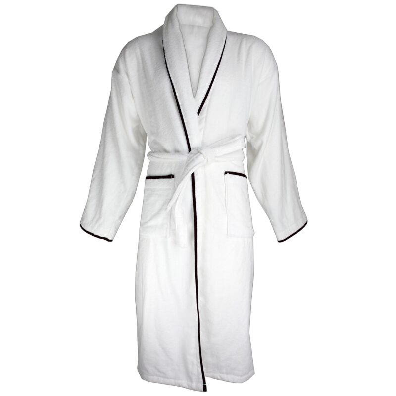 Halat baie Lux Collection, 2XL/3XL, Alb/Taupe, 100% bumbac