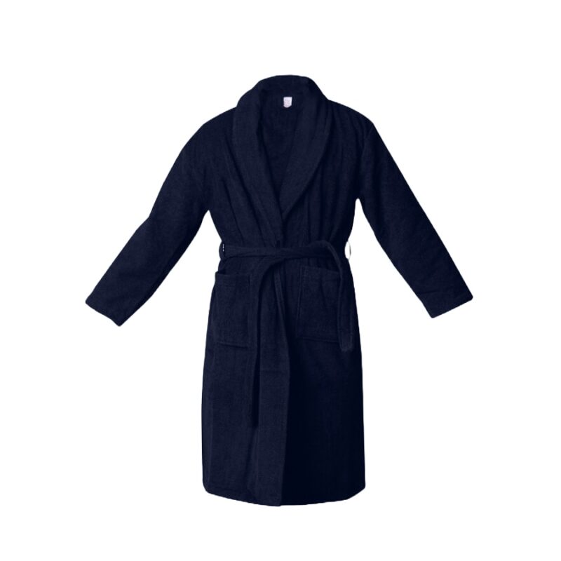 Halat Baie Prosop 550g/mp, 100% Bumbac, Unisex, Buzunare, Cordon, Bleumarin inchis, 2XL