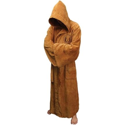 Halat de baie, QttvbTna, fleece, Star Wars Jedi, cu gluga, portocaliu
