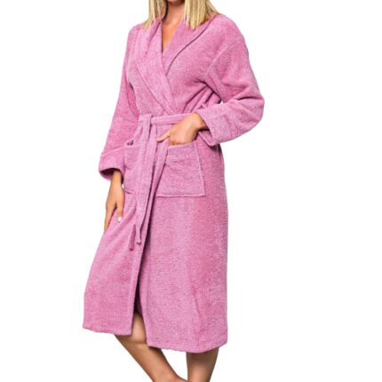 Halat Baie Prosop 550g/mp, 100% Bumbac, Unisex, Buzunare, Cordon, Roz, 2XL