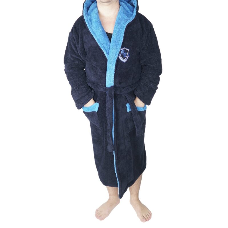 Halat baie barbati, Baray, model 2 STM, cocolino, bumbac, buzunare, gluga, lung, albastru, XL