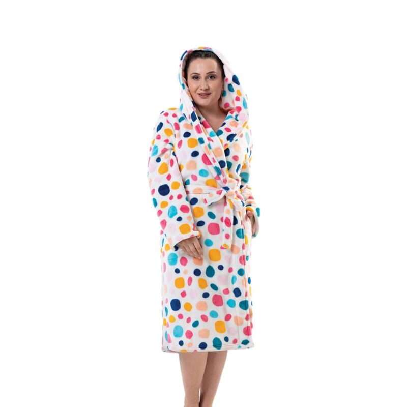 Halat baie, dama, Vienetta, model Bubble C, cocolino, buzunare, gluga, multicolor, 2XL