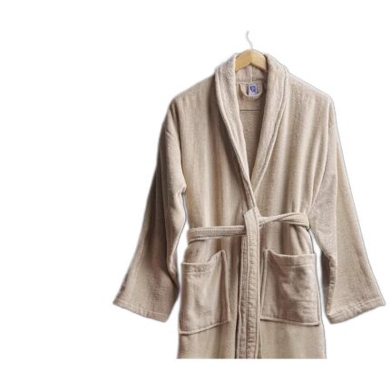 Halat de baie si SPA Hotel cu guler Kimono Velur 100% Bumbac, unisex, 420 gr./mp, Maro Deschis XXL