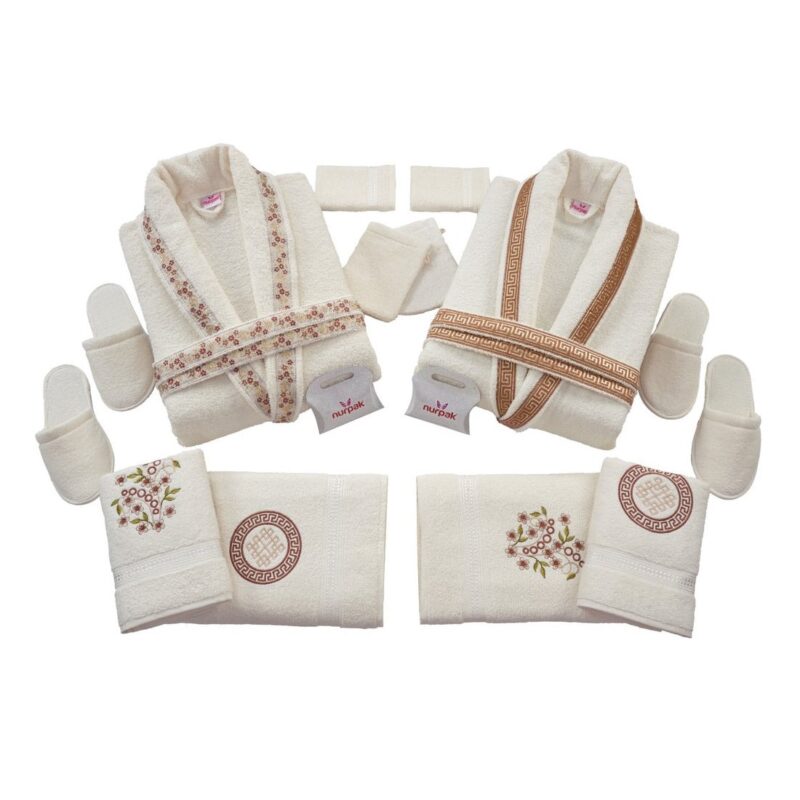 Set Prosoape si Halate din Bumbac 100%, 16 Piese, Nurpak Bordo