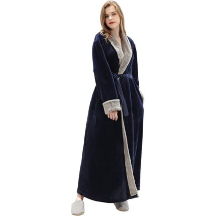 Halat de baie, Lana, Negru, one Size