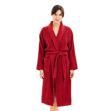Halat de baie unisex Homelevel, M, Bordo, Bumbac organic, 54845.13.2