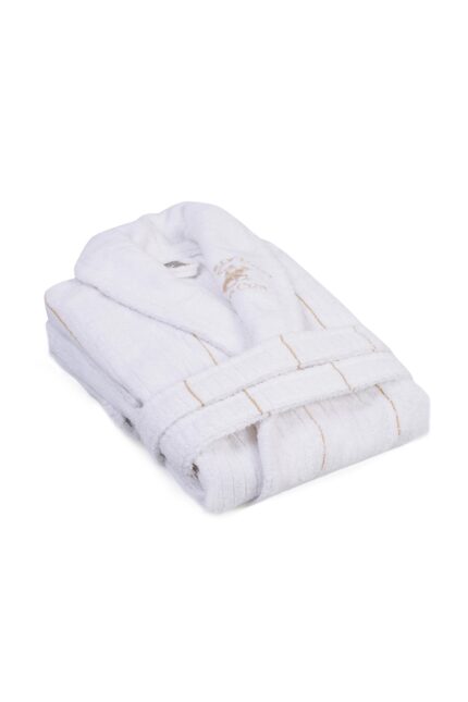Beverly Hills Polo Club, Halat de baie unisex, 98% bumbac, 2% poliester, Alb, L-XL