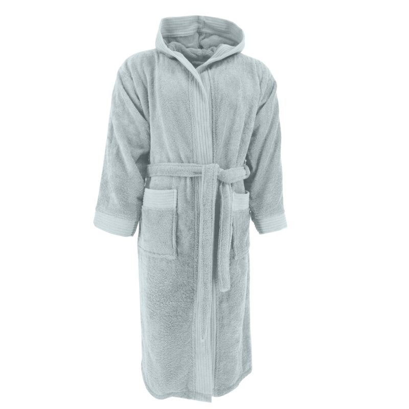 Halat baie adulti cu gluga, Silver, L/XL, 100% bumbac