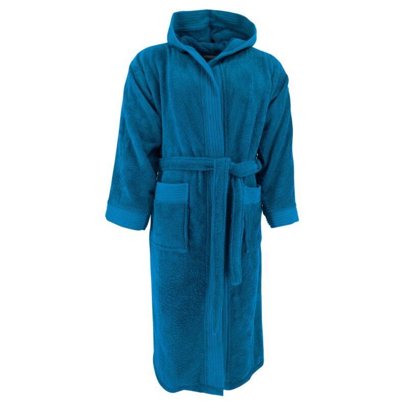 Halat baie adulti cu gluga, The One, Turcoaz, S-M, 100% bumbac