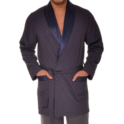 Halat de baie elegant, Revise, Bumbac/Poliester, Pentru barbati, Bleumarin, Masura L