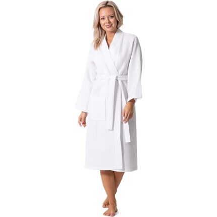 Halat de baie pentru femei, Bumbac, Alb, One Size