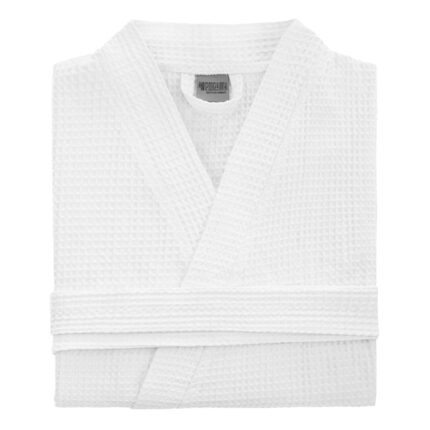 Halat de baie Gofer, Spod Igły i Nitki, Stil Kimono, Unisex, Bumbac, Alb, Marime universala