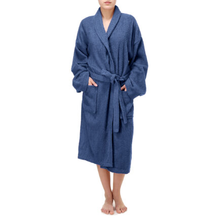 Halat de baie unisex, Bumbac, Albastru, M