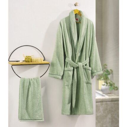Halat de Baie si Prosop, Cottonbox, Unisex, Deluxe Verde, Marime M, Bumbac 100%