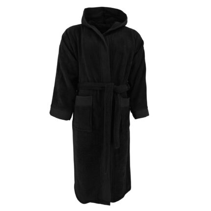 Halat baie adulti cu gluga, The One, Negru, 2XL-3XL, 100% bumbac